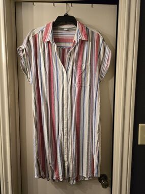 Old Navy Women's Striped Button-Front Shirt Dress